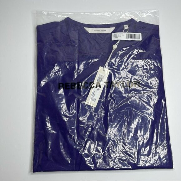 NEW Rebecca Taylor Purple A-line Puff Sleeves T-shirt US S - Picture 4 of 5